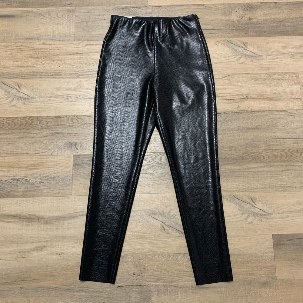 Zara High Waisted Faux Leather Skinny Leggings Pants Black Size Medium NEW w Tag